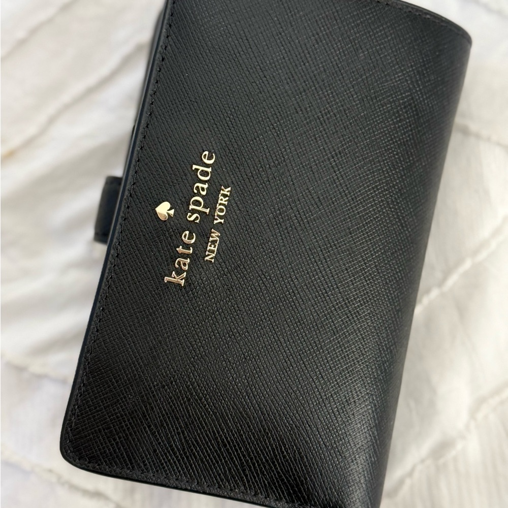 Kate Spade Black Leather Wallet with Gold Accents